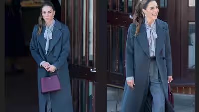Kate Middleton’s latest autumn look has it all: A chic charcoal coat, bow blouse and a new Smythson bag | Kate Middleton’s latest autumn look has it all: A chic charcoal coat, bow blouse and a new Smythson bag |