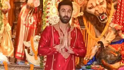 Ranbir Kapoor makes a festive style statement in Rs 80K red and gold embroidered kurta set at Mumbai’s Durga Puja pandal ahead of ‘Ramayana: Part 1’ release | Hindi Movie News Ranbir Kapoor makes a festive style statement in Rs 80K red and gold embroidered kurta set at Mumbai’s Durga Puja pandal ahead of ‘Ramayana: Part 1’ release | Hindi Movie News