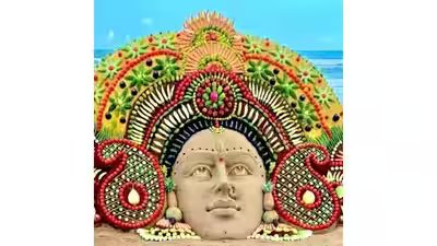 Sudarsan Pattnaik: 8 tonnes of sand, 32 varieties of fruits and vegetables: Sudarsan Pattnaik’s unique Maa Durga installation at Puri Beach grabs attention Sudarsan Pattnaik: 8 tonnes of sand, 32 varieties of fruits and vegetables: Sudarsan Pattnaik’s unique Maa Durga installation at Puri Beach grabs attention