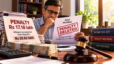 Man did not file ITR, faced Rs 17.18 lakh penalty over alleged Rs 55.62 lakh unexplained cash deposits; ITAT Mumbai deletes penalty because tax officer invoked wrong provision Man did not file ITR, faced Rs 17.18 lakh penalty over alleged Rs 55.62 lakh unexplained cash deposits; ITAT Mumbai deletes penalty because tax officer invoked wrong provision